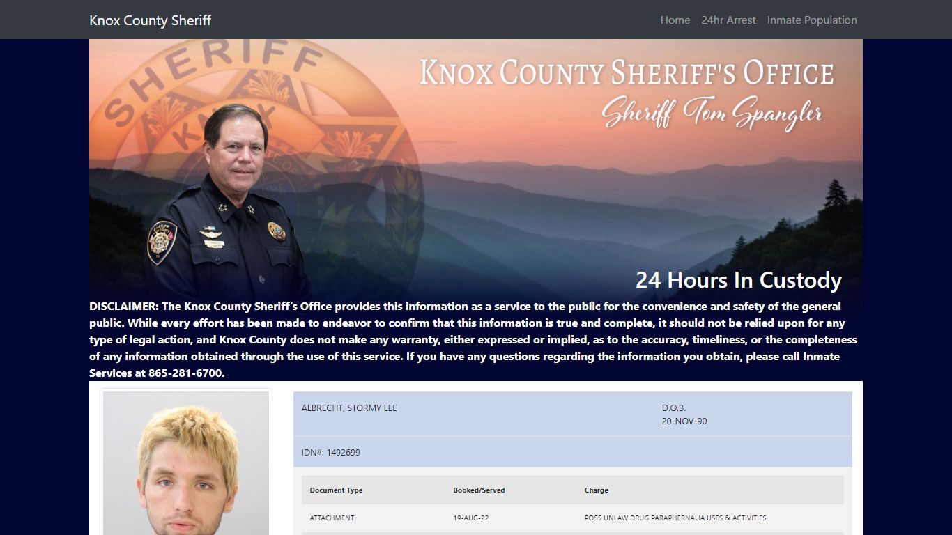 Knox County Tennessee - Sheriff - 24 Hour Arrests