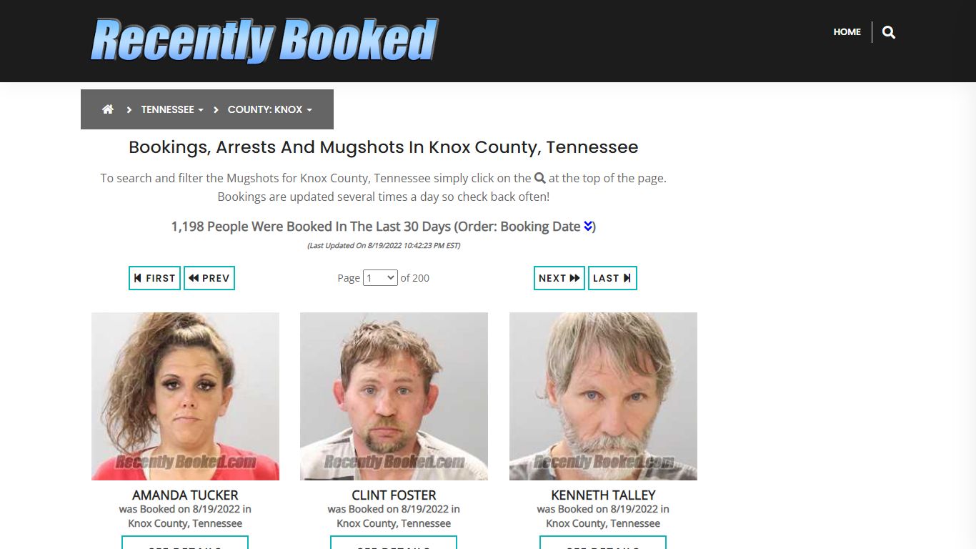 Recent bookings, Arrests, Mugshots in Knox County, Tennessee